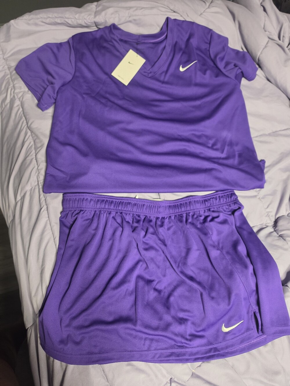Nike Purple Women’s Short Sleeve Top and Athletic Skort Set